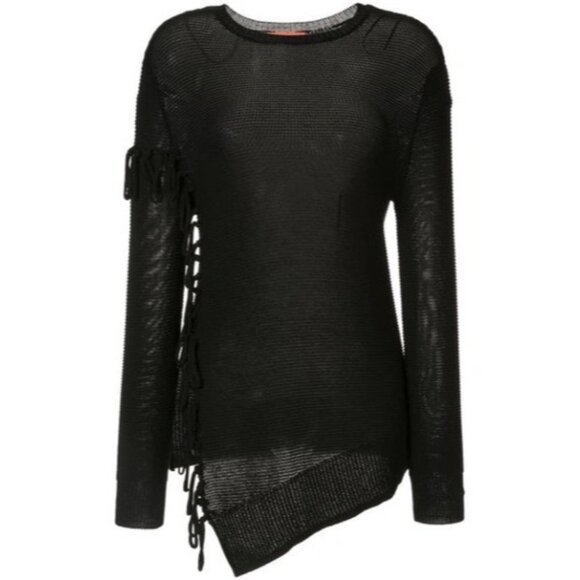 Manning Cartell Asymmetric Fringed Jumper in Black - Picture 2 of 4